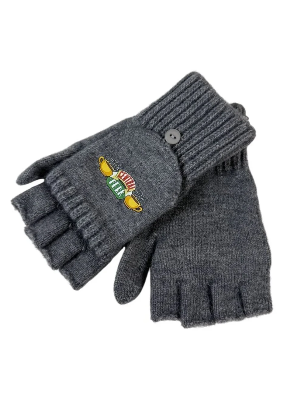 Friends Central Perk Knit Fingerless Gloves Gray Winter Accessory